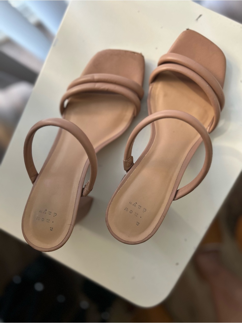 Women's Nude Square-Toe Strap Sandals
